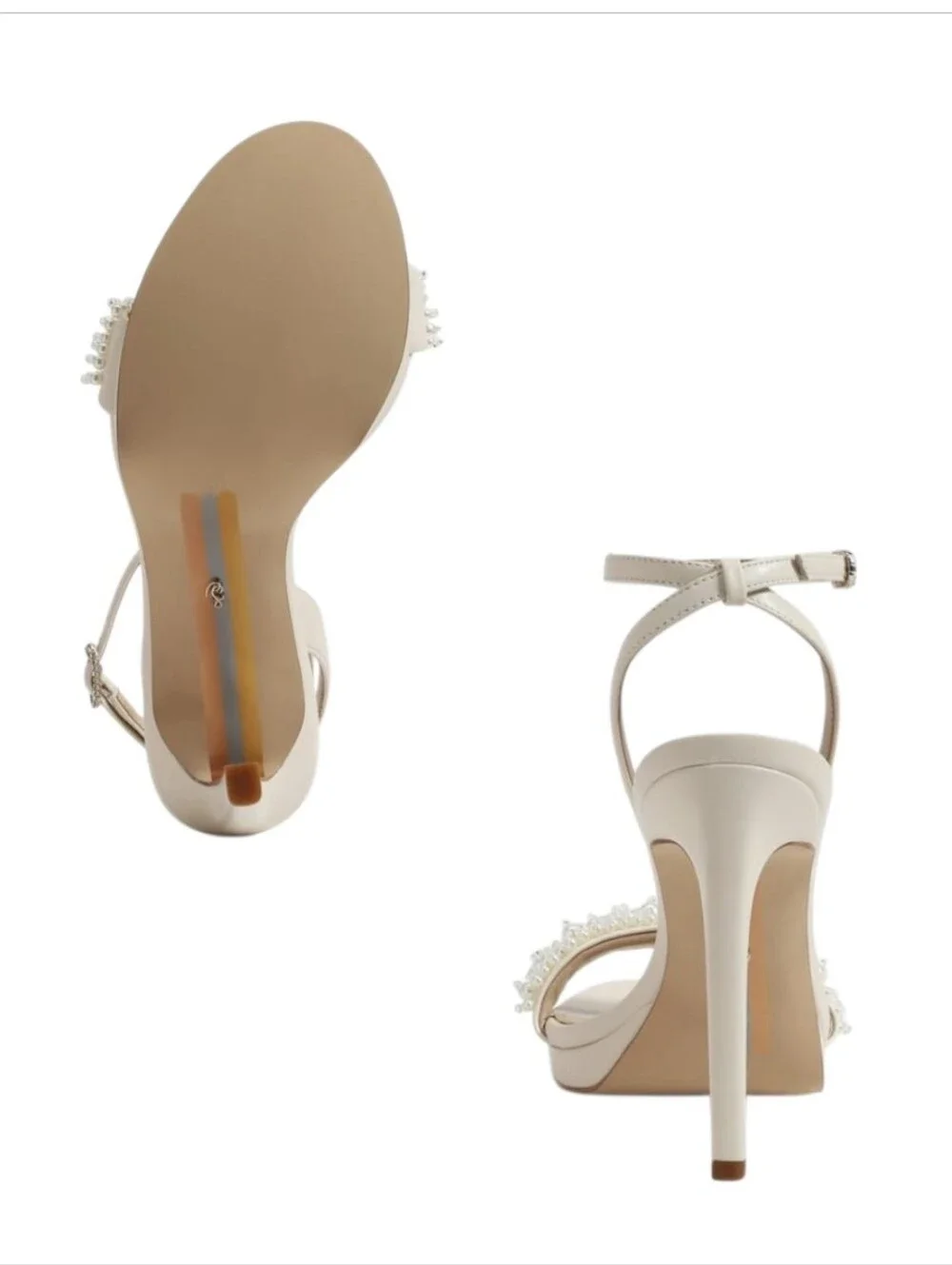 Sam Edelman Jade Perla Pearl Embellished Platform Sandals Ivory 8.5